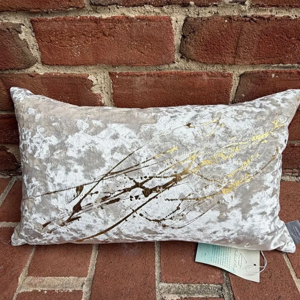 Aviva Stanoff $395 Constellation Crème Gold Crushed Velvet Pillow 12